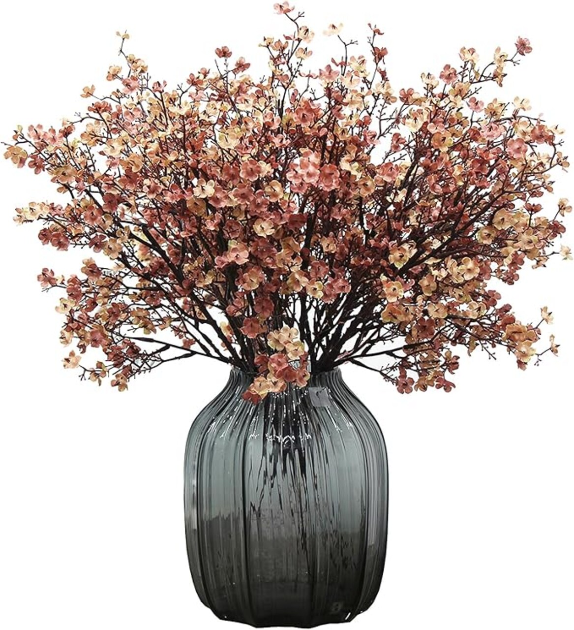 Babys Breath Silk Artificial Flowers 6 Bundle European Fake Flowers Decor Wedding Party Fall Stems Decoration Bouquets DIY Home Garden, Farmhouse, Living Room Decor (Beige Brown-6 Pieces)